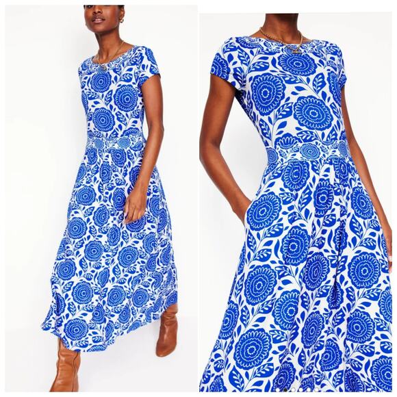 Boden Dresses & Skirts - *NWT Boden Melanie Jersey Midi Maxi Dress Bue Dahllia 16/18R Floral Plus Size